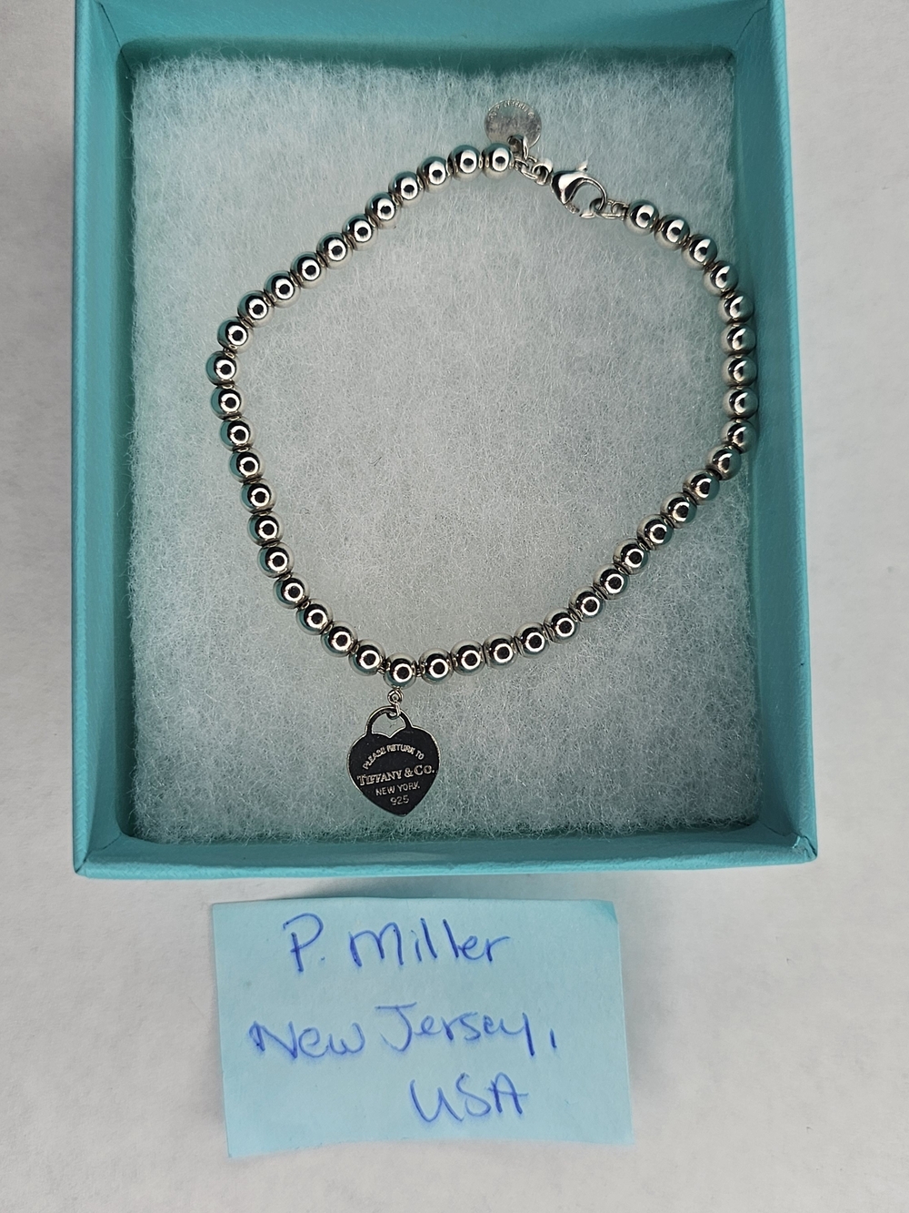 Tiffany & Co. Silver Beaded Bracelet with Heart Tag
